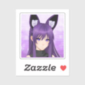 Paarse anime meisje met vossenoren sticker (Vel)