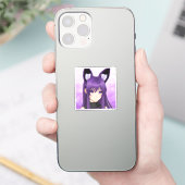 Paarse anime meisje met vossenoren sticker (Telefoon)