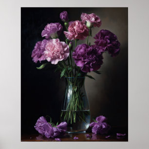 Paarse Anjer Bloemen Kunst Print Poster