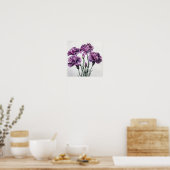 Paarse anjers bloemenkunst print Poster (Keuken)