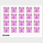 Paarse Anker Vierkante Sticker (Vel)