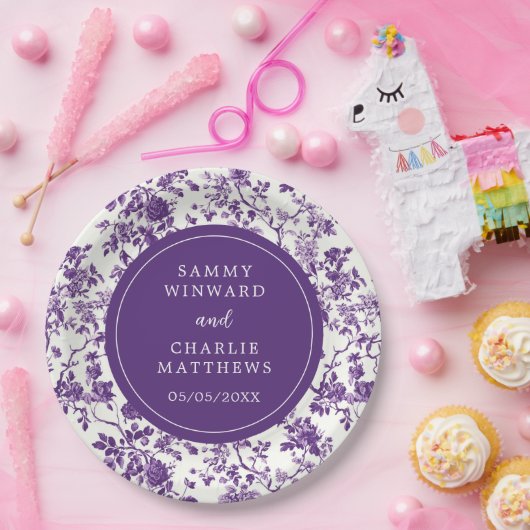 Paarse Antiek Chinoiserie bruiloft Papieren Bordje (Feest)