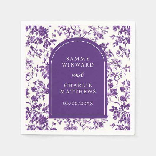 Paarse Antiek Chinoiserie bruiloft Servet (Voorkant)