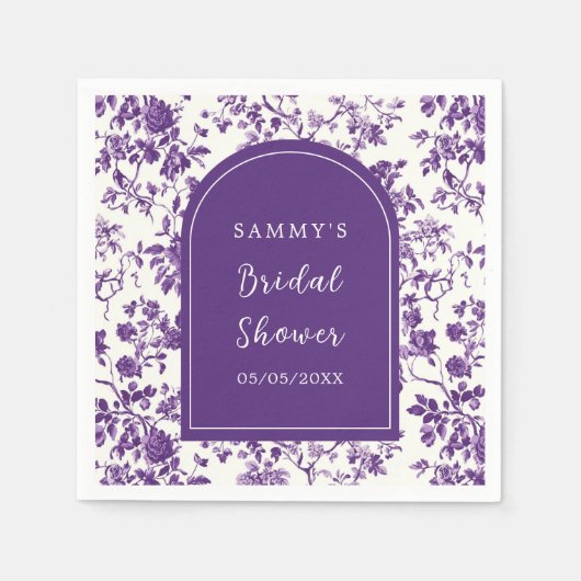 Paarse Antiek Chinoiserie-Vrijgezellenfeest Servet (Voorkant)