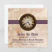 Paarse Antiek klok Sla de datum-aankondiging op Kaart (Voorkant / Achterkant)