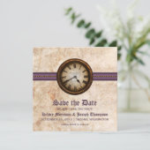 Paarse Antiek klok Sla de datum-aankondiging op Kaart (Staand voorkant)