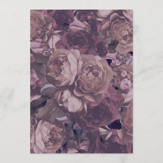 Paarse Antieke Rozen Vintage Trouw Uitnodiging (Achterkant)