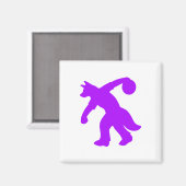 Paarse Antropomorfe Canine Bowling Magnet 0001 (Voorkant / Achterkant)