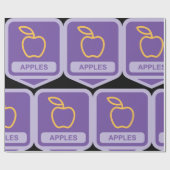 Paarse Apple Badge Design Fruitliefhebber Cadeaupapier (Vlak)