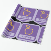 Paarse Apple Badge Design Fruitliefhebber Cadeaupapier (Uitgerold)