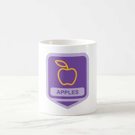 Paarse Apple Badge Design Fruitliefhebber Koffiemok