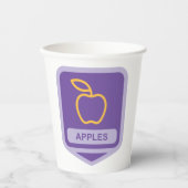 Paarse Apple Badge Design Fruitliefhebber Papieren Bekers (Voorkant)