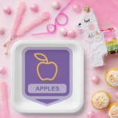 Paarse Apple Badge Design Fruitliefhebber Papieren Bordje (Feest)