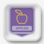 Paarse Apple Badge Design Fruitliefhebber Papieren Bordje (Voorkant)
