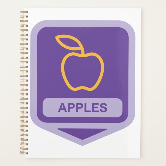 Paarse Apple Badge Design Fruitliefhebber Planner (Voorkant)