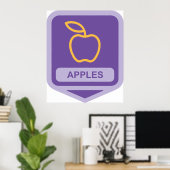 Paarse Apple Badge Design Fruitliefhebber Poster (Thuiskantoor)