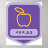 Paarse Apple Badge Design Fruitliefhebber Poster (Voorkant)