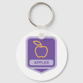 Paarse Apple Badge Design Fruitliefhebber Sleutelhanger (Voorkant)