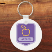 Paarse Apple Badge Design Fruitliefhebber Sleutelhanger (Voorkant)