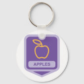 Paarse Apple Badge Design Fruitliefhebber Sleutelhanger (Achterkant)