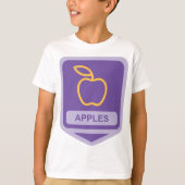 Paarse Apple Badge Design Fruitliefhebber T-shirt (Voorkant)