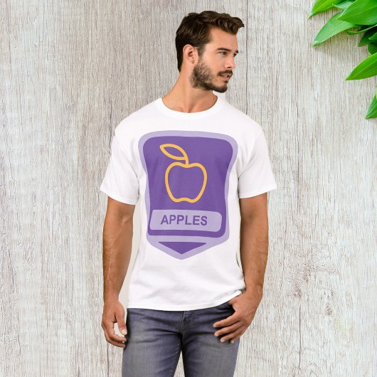 Paarse Apple Badge Design Fruitliefhebber T-shirt