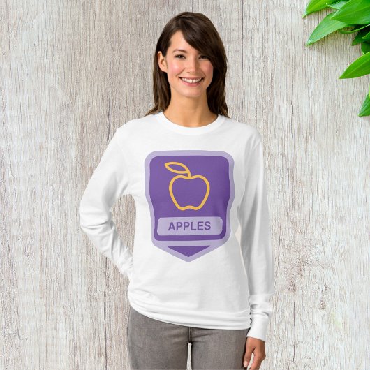 Paarse Apple Badge Design Fruitliefhebber T-shirt
