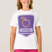 Paarse Apple Badge Design Fruitliefhebber T-shirt (Voorkant)