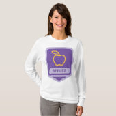 Paarse Apple Badge Design Fruitliefhebber T-shirt (Voorkant volledig)