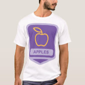 Paarse Apple Badge Design Fruitliefhebber T-shirt (Voorkant)