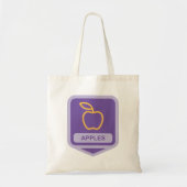 Paarse Apple Badge Design Fruitliefhebber Tote Bag (Voorkant)