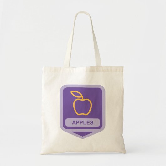 Paarse Apple Badge Design Fruitliefhebber Tote Bag (Voorkant)