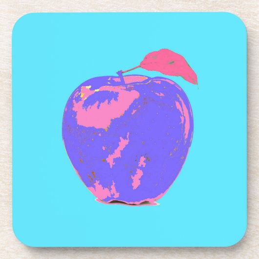 Paarse Apple Pop Art Bier Onderzetter (Voorkant)
