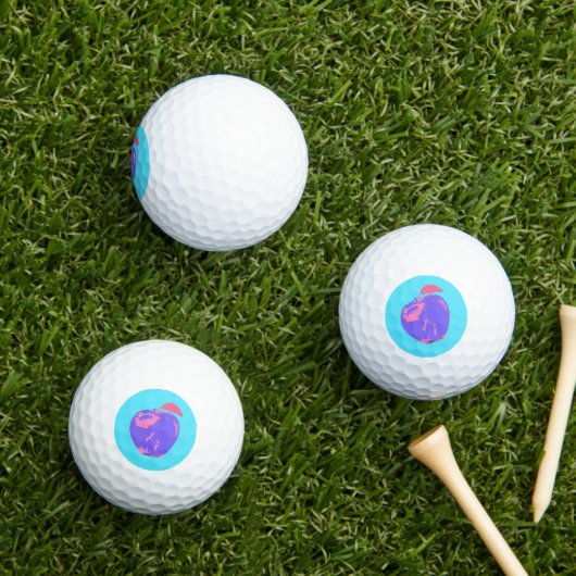 Paarse Apple Pop Art Golfballen (Insitu Gras)