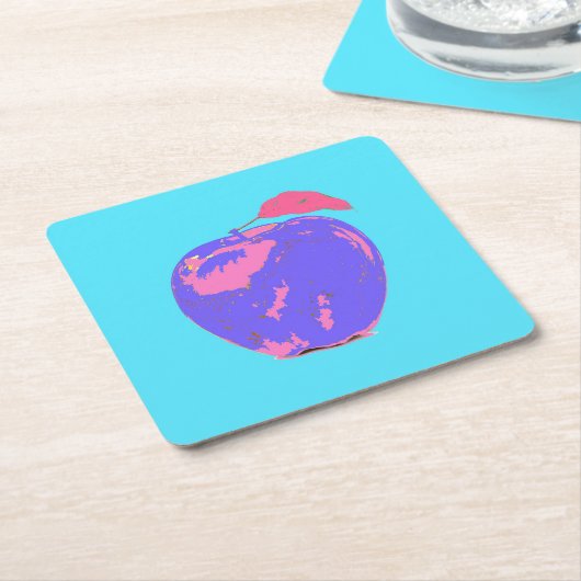 Paarse Apple Pop Art Kartonnen Onderzetters (Schuin)