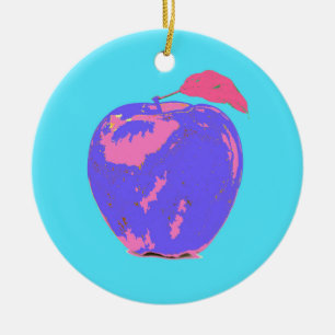 Paarse Apple Pop Art Keramisch Ornament