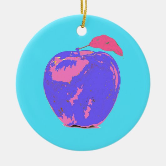 Paarse Apple Pop Art Keramisch Ornament (Voorkant)