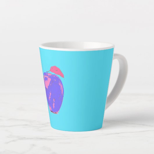 Paarse Apple Pop Art Latte Mok (Rechterhoek)