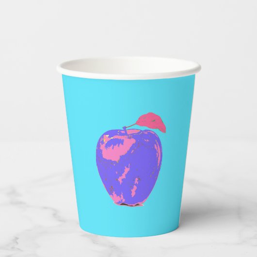 Paarse Apple Pop Art Papieren Bekers (Achterkant)