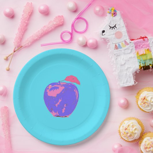Paarse Apple Pop Art Papieren Bordje (Feest)