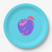 Paarse Apple Pop Art Papieren Bordje (Voorkant)