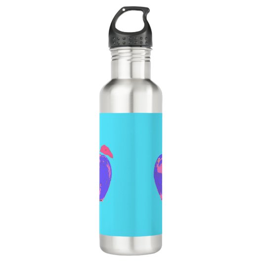 Paarse Apple Pop Art Waterfles (Voorkant)