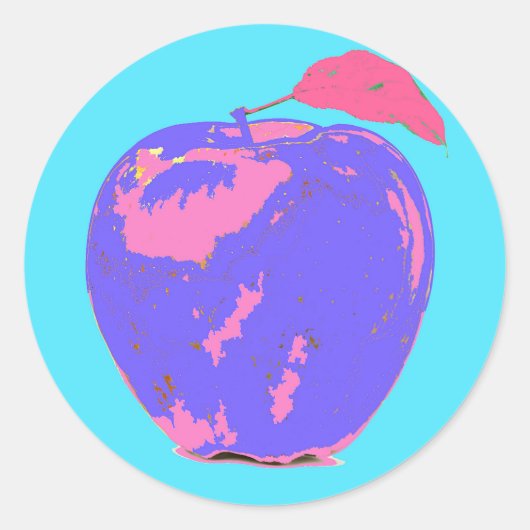 Paarse Apple Ronde Sticker (Voorkant)