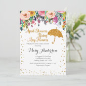 Paarse april Douches Baby shower Uitnodiging (Staand voorkant)