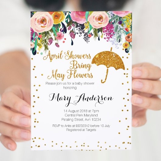 Paarse april Douches Baby shower Uitnodiging