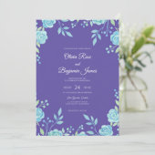 Paarse Aqua Blad Bruiloft Kaart (Staand voorkant)