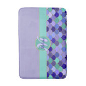 Paarse & Aqua Blauwgroen Zeemeermin Monogram + Naa Badmat (Voorkant Verticaal)