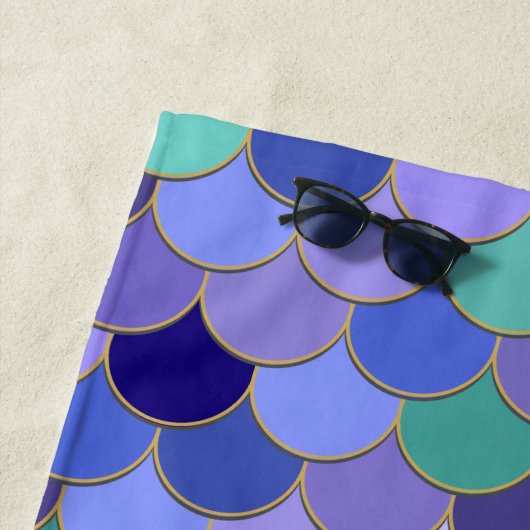 Paarse & Aqua Blauwgroen Zeemeermin Schalen Naam + Strandlaken (In situ)