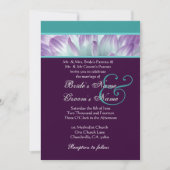 Paarse Aqua Blue Dahlia Petals Bruiloft Gerecyclee Kaart (Voorkant)