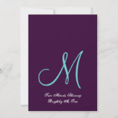 Paarse Aqua Blue Dahlia Petals Bruiloft Gerecyclee Kaart (Achterkant)